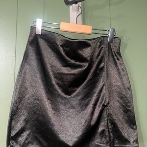 Elegant Black Satin Mini Skirt NWT